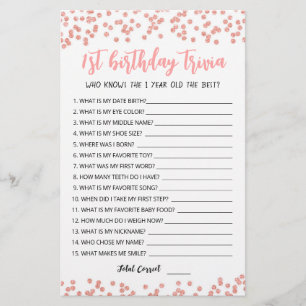 1er anniversaire Trivia édite jeu