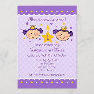 1er anniversaire Twincess Party Invitation