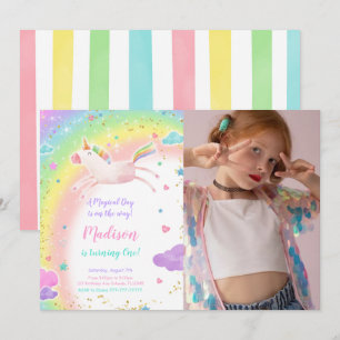 1er anniversaire Unicorn Party Photo Invitation