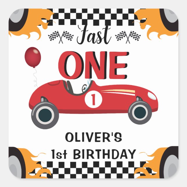1er Anniversaire Voiture Favor Sticker (Devant)