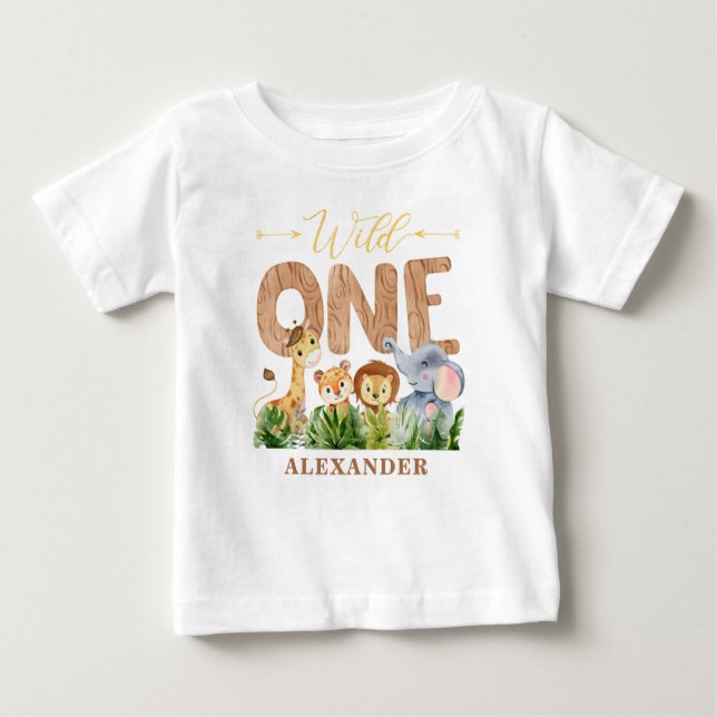 1er Anniversaire Wild One Jungle Baby T-shirt (Devant)