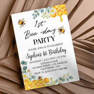 1er Jour de l'abeille Anniversaire Invitation Bumb