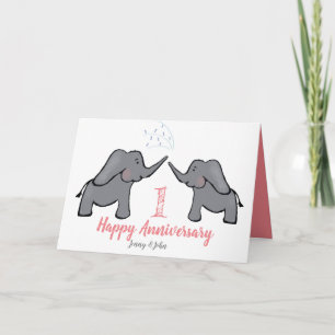 1er mariage anniversaire papier carte d'éléphant m