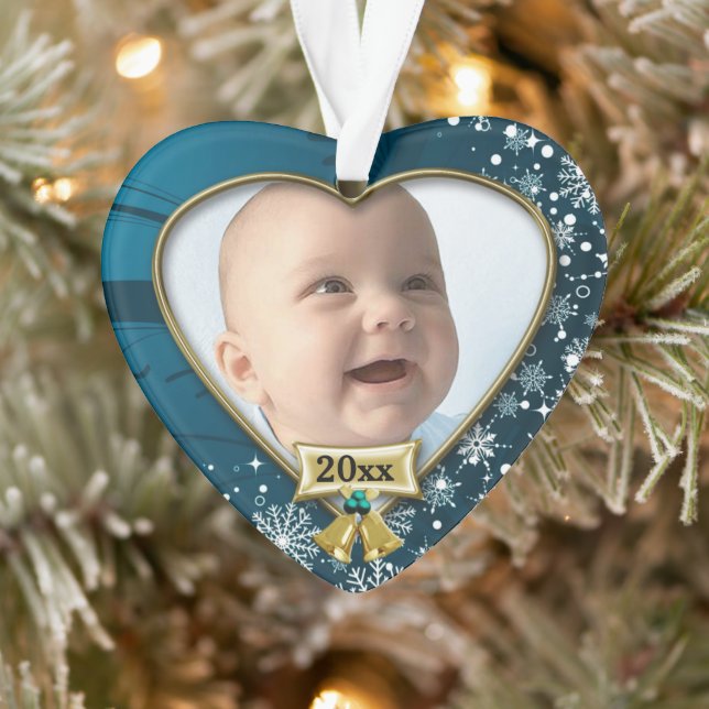 1er Noël du bébé bleu/neige (Arbre)