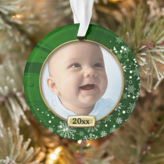 1er Noël du bébé cadre vert
