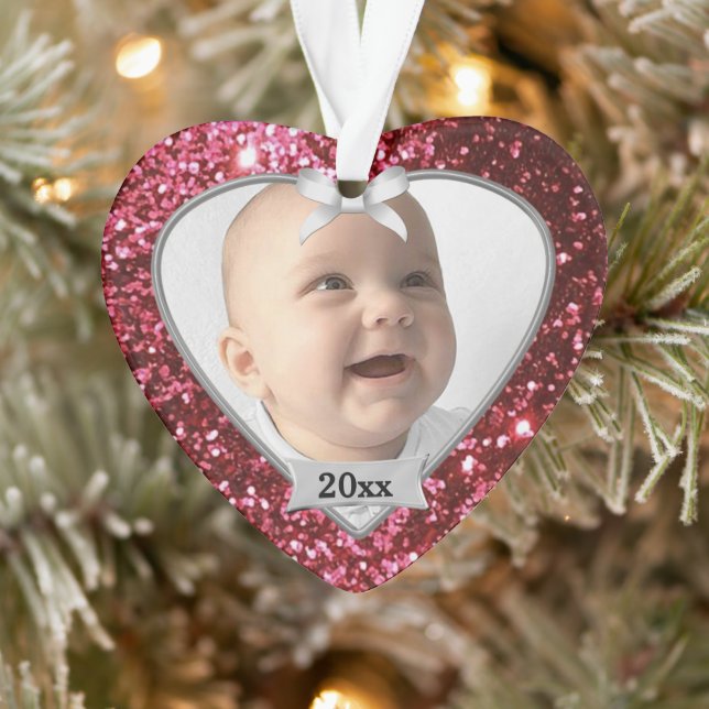 1er Noël du bébé Parties scintillant rouge (Arbre)