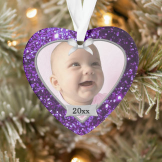 1er Noël du bébé Parties scintillant violette