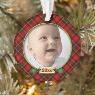 1er Noël du bébé rouge/vert plaid