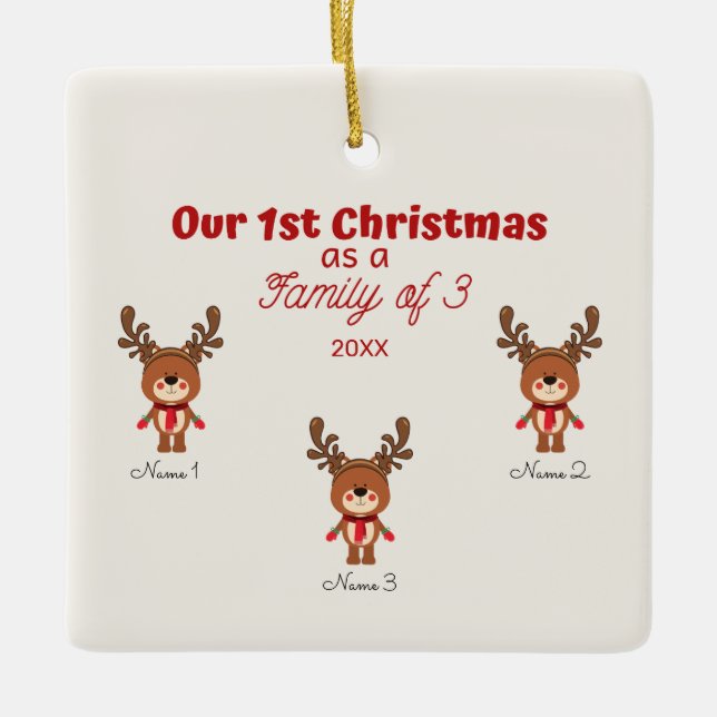 1er Noël en famille de 3 ornements (Devant)