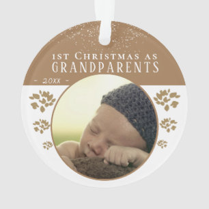 1er Noël en grand-parents Beige Baby Photo