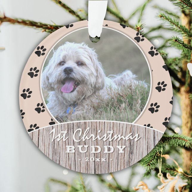 1er Noël Rustic Puppy Photo Motif (Créateur téléchargé)