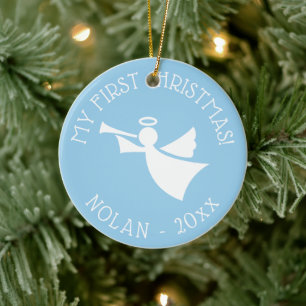 1er ornement d'ange de Noël de bébé avec nom