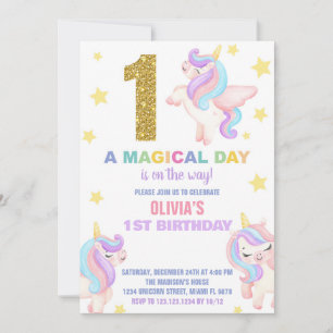 1er Rainbow Unicorn Invitations Anniversaire Vol