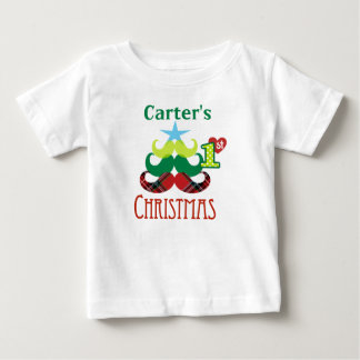 1er T-shirt d'arbre à moustache de Noël pour bébé
