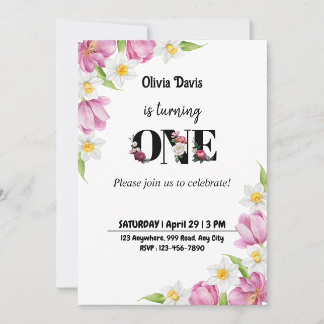 1ère année Anniversaire Fête Invitation (Devant)