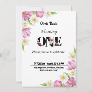 1ère année Anniversaire Fête Invitation
