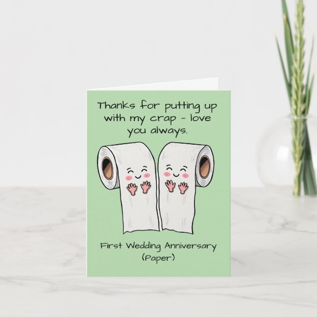 1ère carte d'anniversaire de mariage Papier premie (Devant)