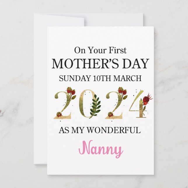 1ère carte de fête des mères en tant que ma nounou (Devant)