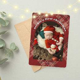 1ère carte de Noël pour bébé | Carte rouge à photo