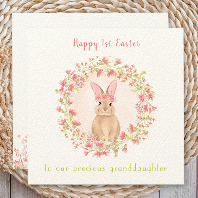 1ère carte Pâques lapin, petite-fille Carte Pâques (1st Easter card bunny, granddaughter Easter card)