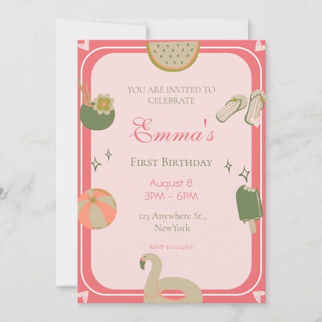 1ère fête de billard invitations d'anniversaire ph (Devant)