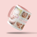 1ère Fête des Mères Photo Collage Mug<br><div class="desc">La tasse moderne 1st mamans avec un modèle de collage de 6 photos,  le dicton "happy first Mother's day" dans un script & police de dégradé rose mignon,  et le nom des enfants.</div>