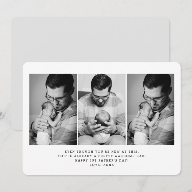 1ère Fête des pères 3 Carte de voeux photo (Devant / Derrière)