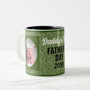 1ère Fête des pères de papa Sage Green Photo Mug