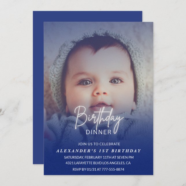 1ère invitation anniversaire Anniversaire Dîner Ph (Devant / Derrière)