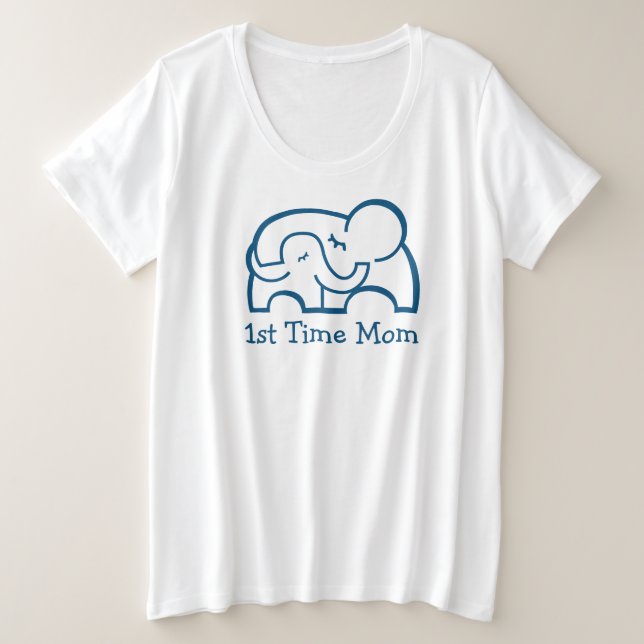 1ère maman éléphant embrasser maternité t-shirt bl (Design devant)