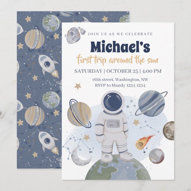 1ère visite Invitation pour garçon anniversaire (Devant / Derrière)