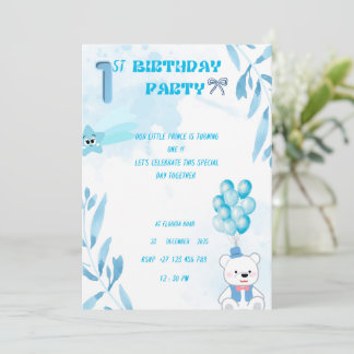 1st baby boy birthday invitation