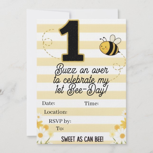 1st Bee-Day Invitation (Devant)