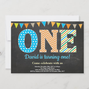 1st Birthday Invitation Boy Chalkboard