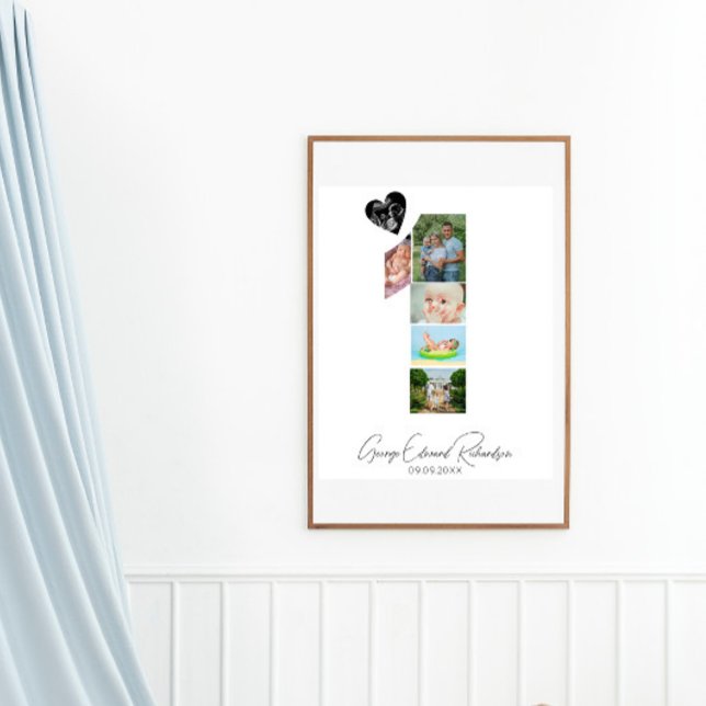 1st Birthday Photo Collage Poster Keepsake (Créateur téléchargé)