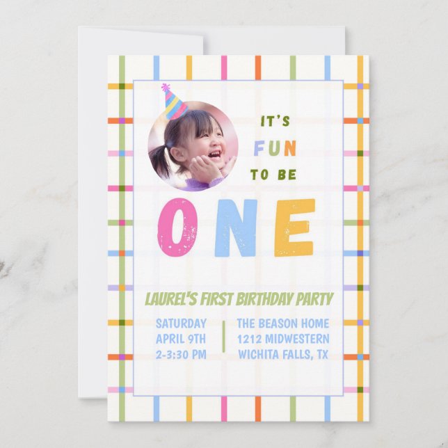 1ST- IT'S FUN TO BE ONE FIRST BIRTHDAY INVITATION  (Devant)