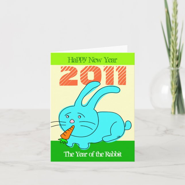 2011 Année De Carte Rabbit Rabbit Mange Carotte (Devant)