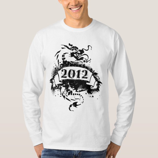 2012 - Dragon noir, vintage - T-Shirt (Devant)