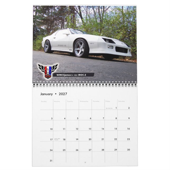 2013 calendrier du Michigan FBody - janvier à mars (Jan 2027)