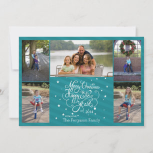 2014 5 photo Carte de vacances de Noël rayures ble