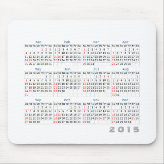 2015 gris simples de tapis de souris de calendrier