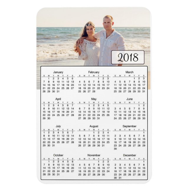 2018 Calendrier Personnalisé Couple Photo Magnet (Vertical)