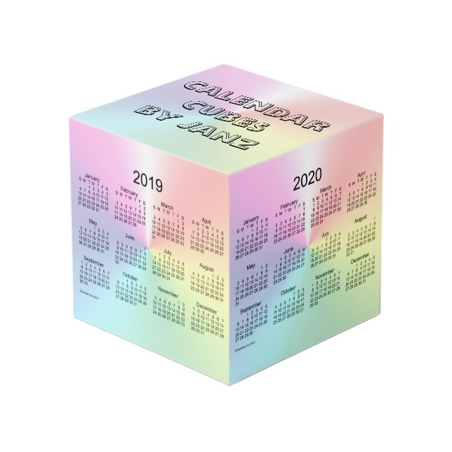 2019-2022 petit cube en calendrier de miroitement (Angle devant)