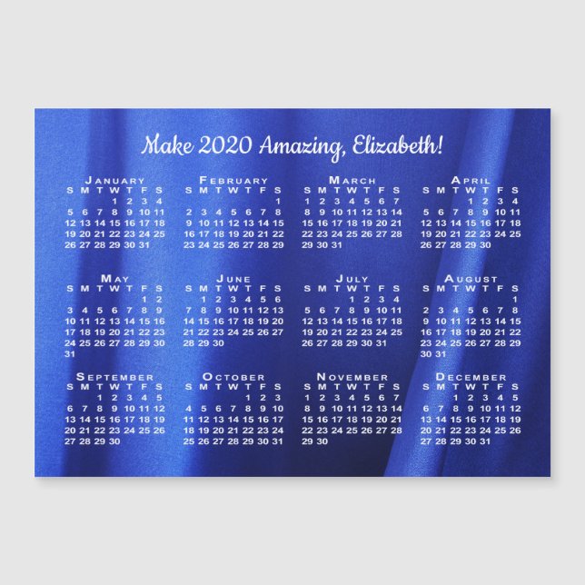2020 Calendrier Motivation Nom photo bleu Abstrait (Devant)