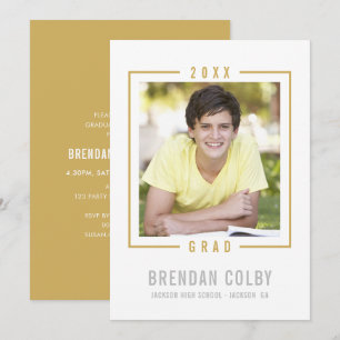 2020 GRAD INVITATION photo cadre moderne vieux or