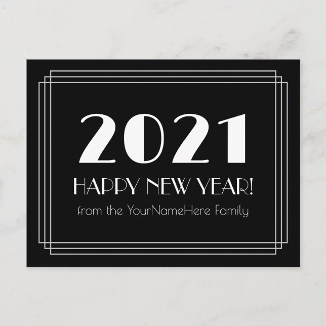 2021 HEUREUSE NOUVELLE ANNÉE ! + Carte postale Nom (Devant)