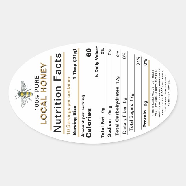 2021 La valeur nutritive du miel Étiquette ovale a (Devant)
