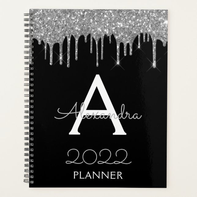 2022 Argent Noir Paillettes Monogramme Moderne (Devant)