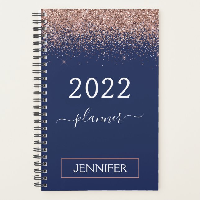 2022 Bleu Nuit Monogramme Paillettes Rose Or Rose (Devant)