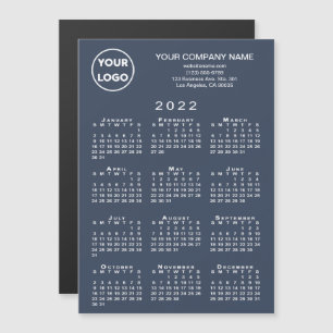 2022 Calendrier Business Logo Texte Marine Magnet 